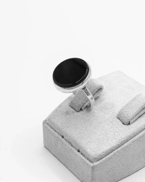 Minimalist Obsidian Turkish 925 Silver Men's Ring