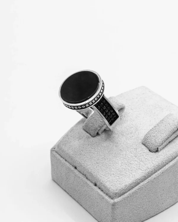 Onyx & Serpent Edge Turkish 925 Silver Men's Ring