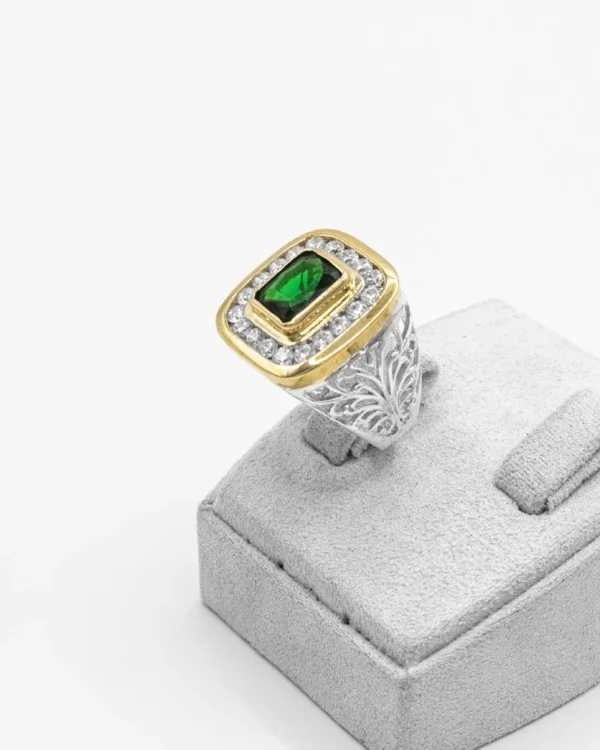 Regal Sapphire Turkish 925 Silver Men's Ring with Gold Accents - Image 3