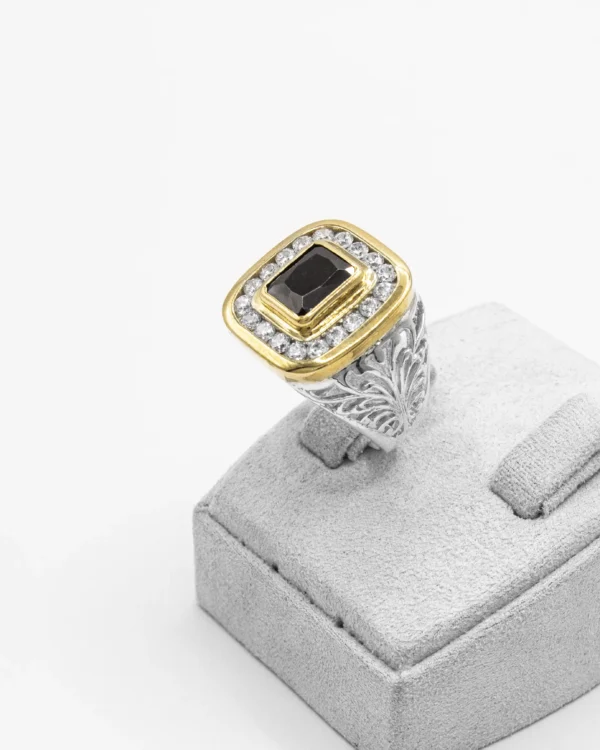 Regal Sapphire Turkish 925 Silver Men's Ring with Gold Accents - Image 5