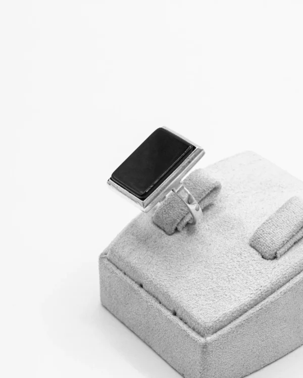 Bold Onyx Bar Turkish 925 Silver Men's Ring - Image 4