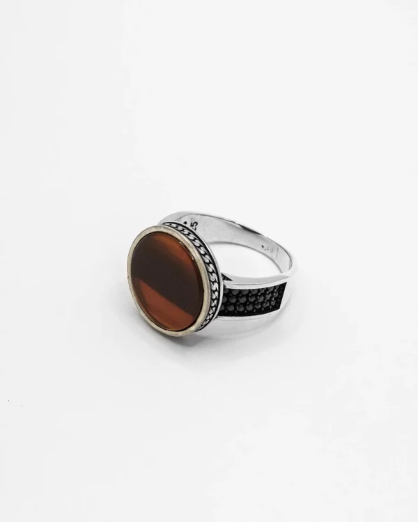 Onyx & Serpent Edge Turkish 925 Silver Men's Ring - Image 5