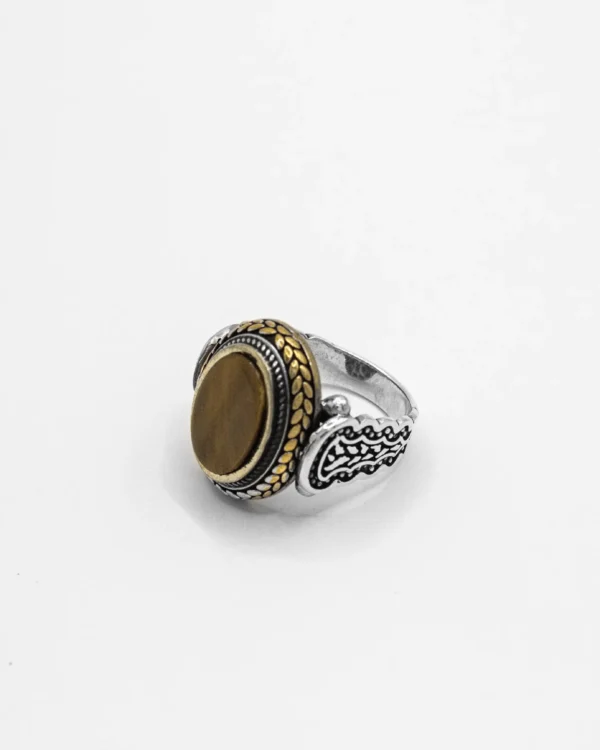 Earth Tone Majesty Turkish 925 Silver Men's Ring - Image 2