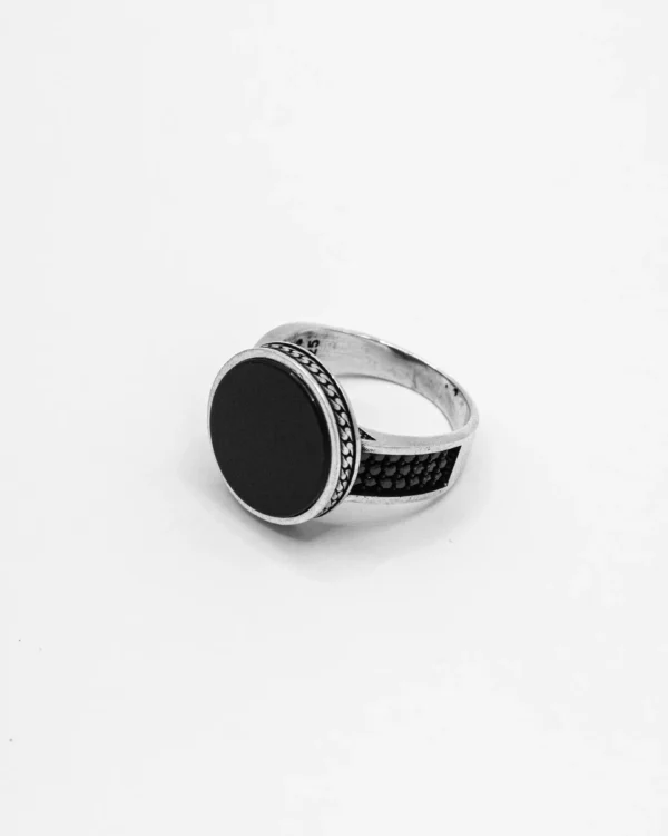 Onyx & Serpent Edge Turkish 925 Silver Men's Ring - Image 3