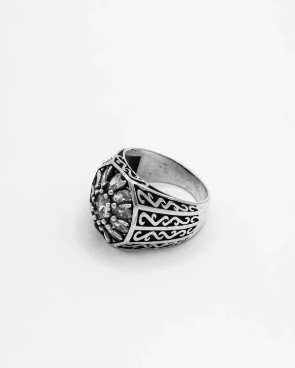 Starburst Brilliance Turkish 925 Silver Men's Ring - Image 2