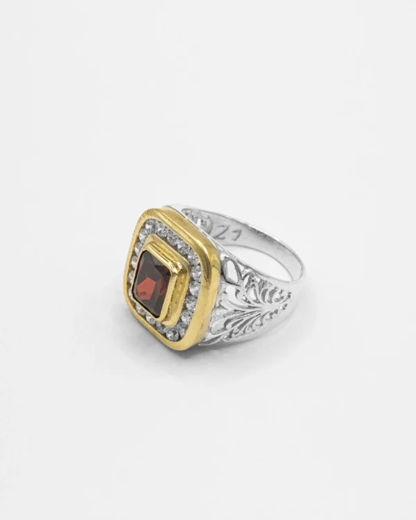 Regal Sapphire Turkish 925 Silver Men's Ring with Gold Accents - Image 8
