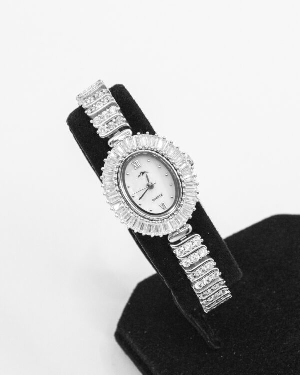 Regal Radiance Bracelet Watch – Turkish 925 Silver with Crystals