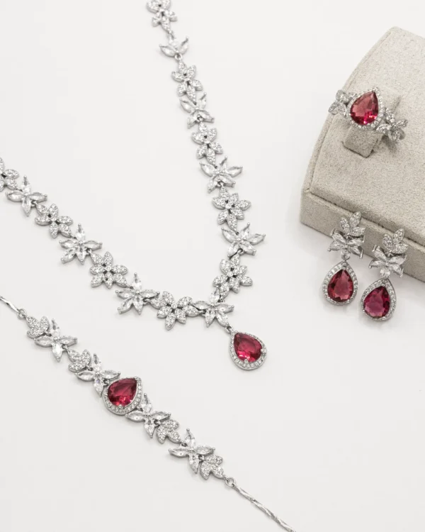 Blushing Petals – Turkish 925 Silver Full Jewelry Set