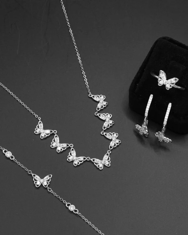 Dazzling Butterfly Flight – Turkish 925 Silver Full Jewelry Set